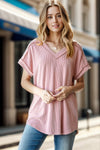 Exposed Seam Ribbed Top in Pink