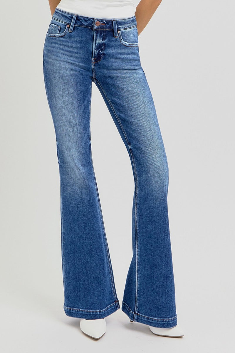 Norah Low Rise Flare Jeans with Pockets by RISEN