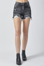 Harlow High Rise Distressed Denim Risen Shorts