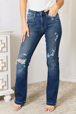 Bentley Mid Rise Hand Sand & Destroy Bootcut Judy Blue Jeans