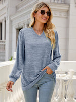 Addison Heathered V-Neck Long Sleeve