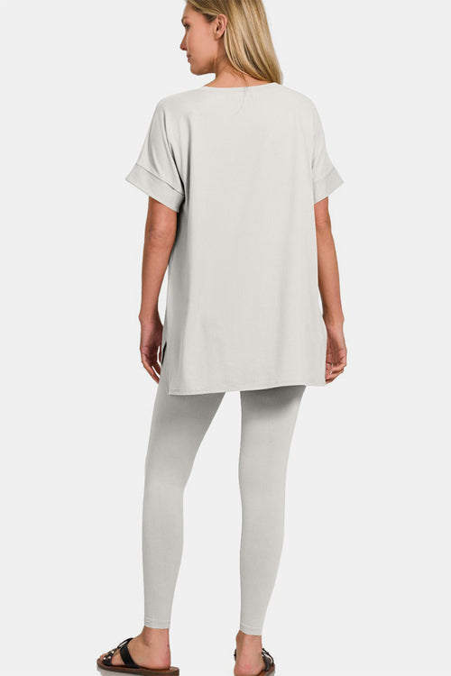 Blake V-Neck Rolled T-Shirt and Leggings Lounge Set