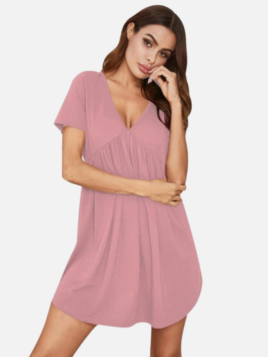 Marcella V-Neck Short Sleeve Lounge Dress