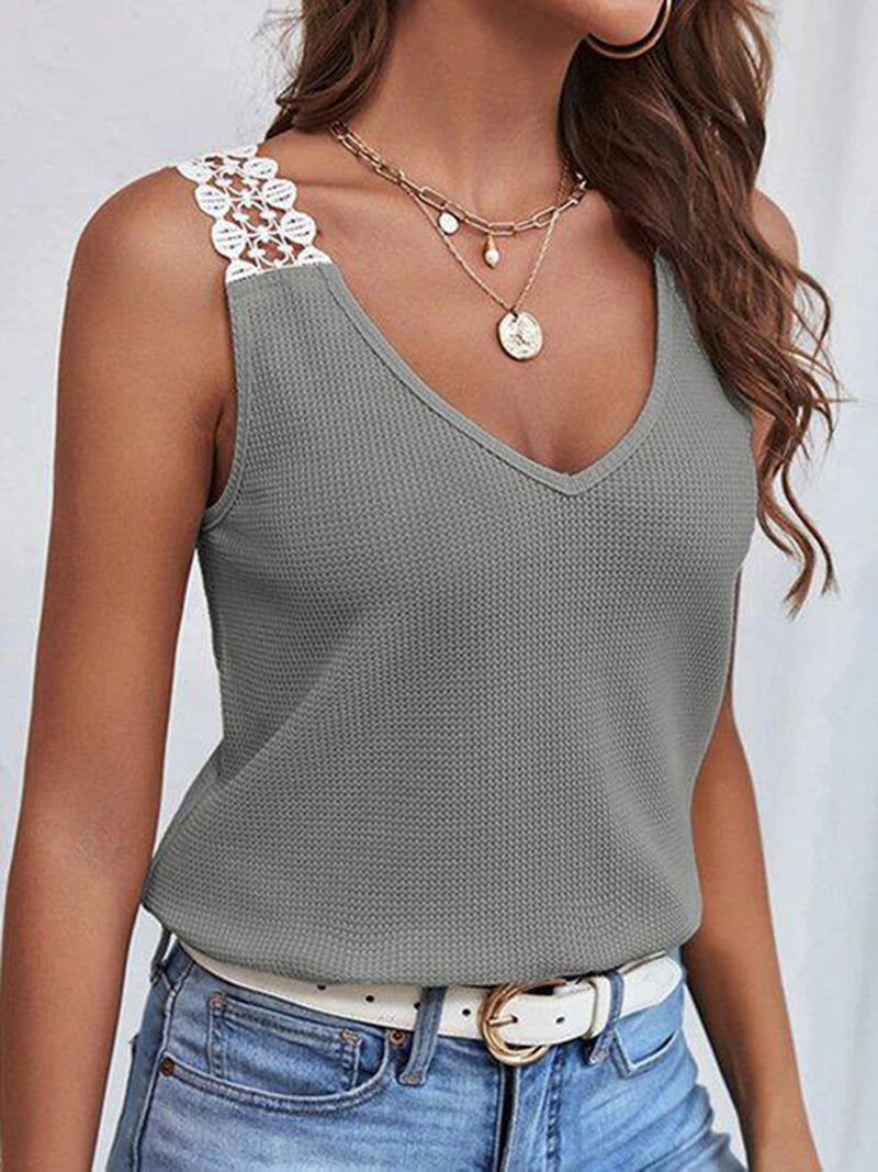 Sloane Lace Detail V-Neck Tank