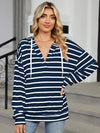 Miranda Drawstring Striped Long Sleeve Hoodie