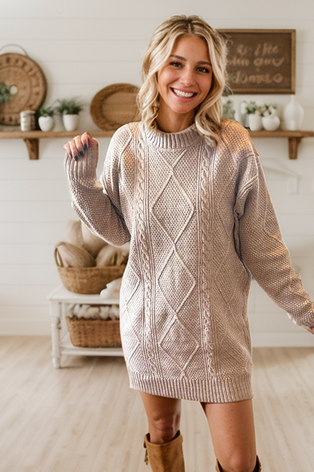 Faith Cable Knit Sweater Dresses