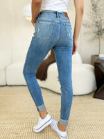 Larissa Mid Rise Destroy & Cuff Skinny Judy Blue Jeans