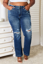 Bentley Mid Rise Hand Sand & Destroy Bootcut Judy Blue Jeans