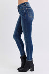 Matilda Mid-Rise Waist Skinny Judy Blue Jeans with Thermal Lining
