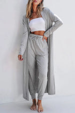 Jasmine Open Front Long Sleeve Cardigan and Pants Lounge Set