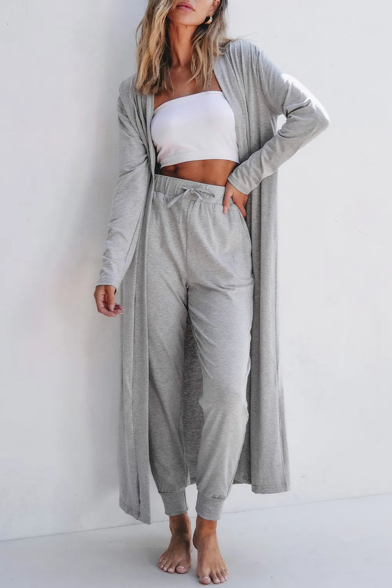 Jasmine Open Front Long Sleeve Cardigan and Pants Lounge Set