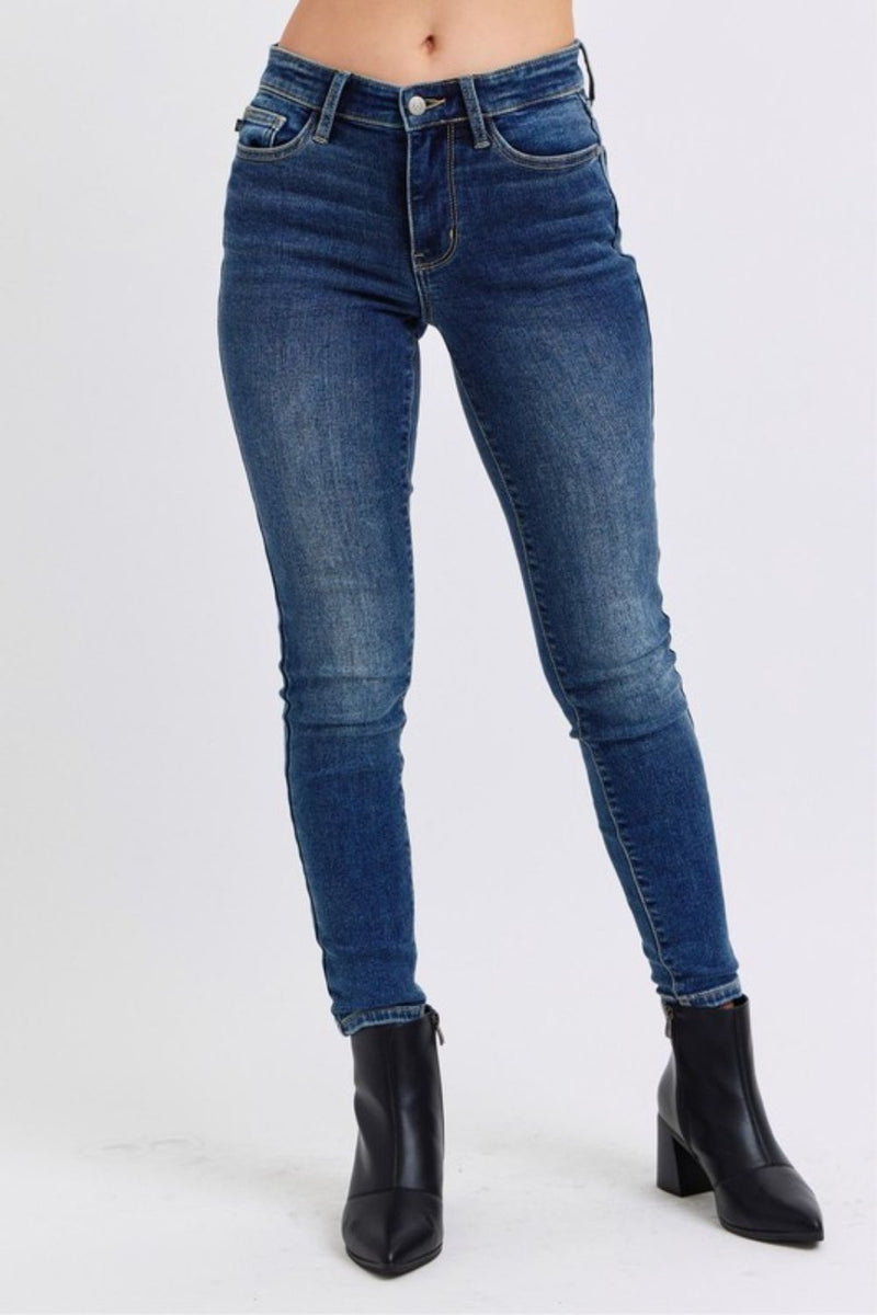 Matilda Mid-Rise Waist Skinny Judy Blue Jeans with Thermal Lining