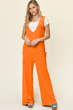 Melanie Sleeveless Wide Leg Jumpsuit with Pockets