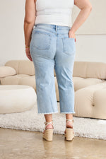 Taylor Tummy Control High Waist Raw Hem Distressed Risen Jeans