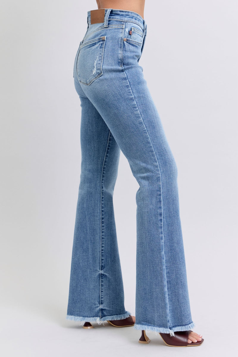 Delaney Raw Hem High Rise Bootcut Judy Blue Jeans