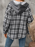 Lainey Plaid Long Sleeve Hooded Jacket