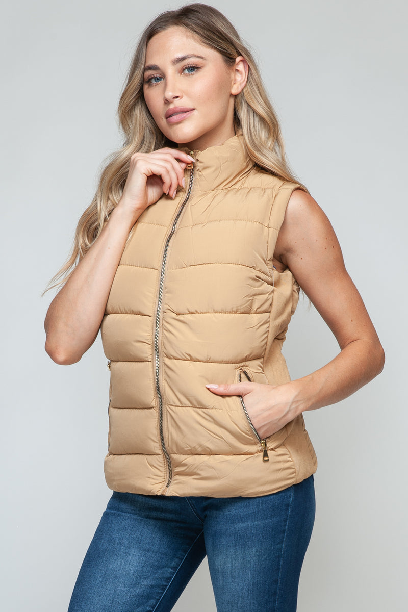 Sady Zip Up Turtleneck Vest with Pockets