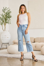 Taylor Tummy Control High Waist Raw Hem Distressed Risen Jeans