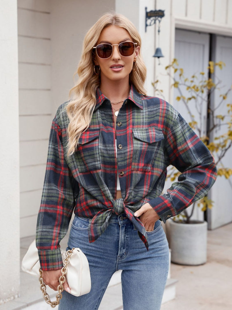 Becca Plaid Button Up Long Sleeve Shirt