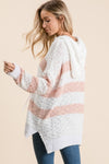 Isabella High-Low Striped Popcorn Hoodie Sweater