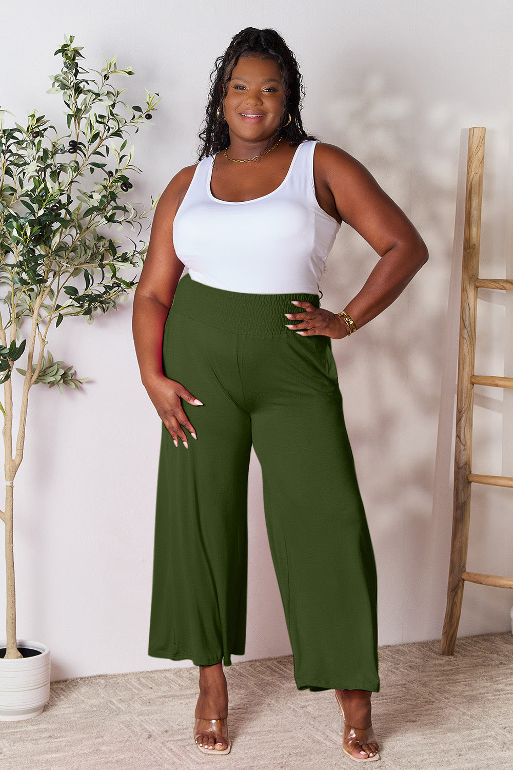 Journey Smocked Wide Waistband Wide Leg Pants