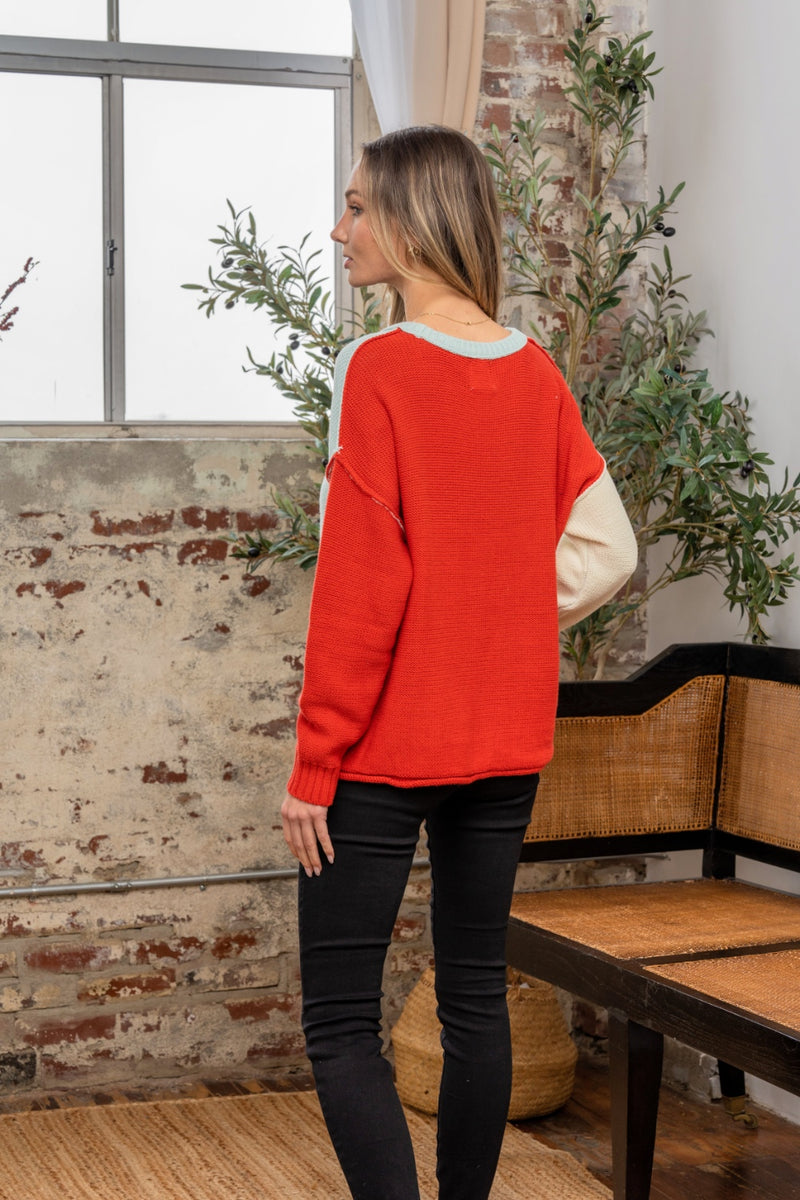 Stephanie Color Block Drop Shoulder Sweater