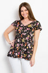 Paige Floral Short Sleeve Ruffled Top