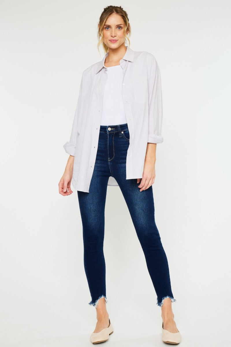 Reese High Rise Frayed Ankle Skinny Kancan Jeans