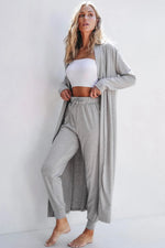 Jasmine Open Front Long Sleeve Cardigan and Pants Lounge Set