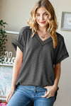 Exposed Seam Ribbed Top in Charcoal