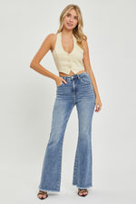 Becca High Waist Raw Hem Flare Jeans by RISEN