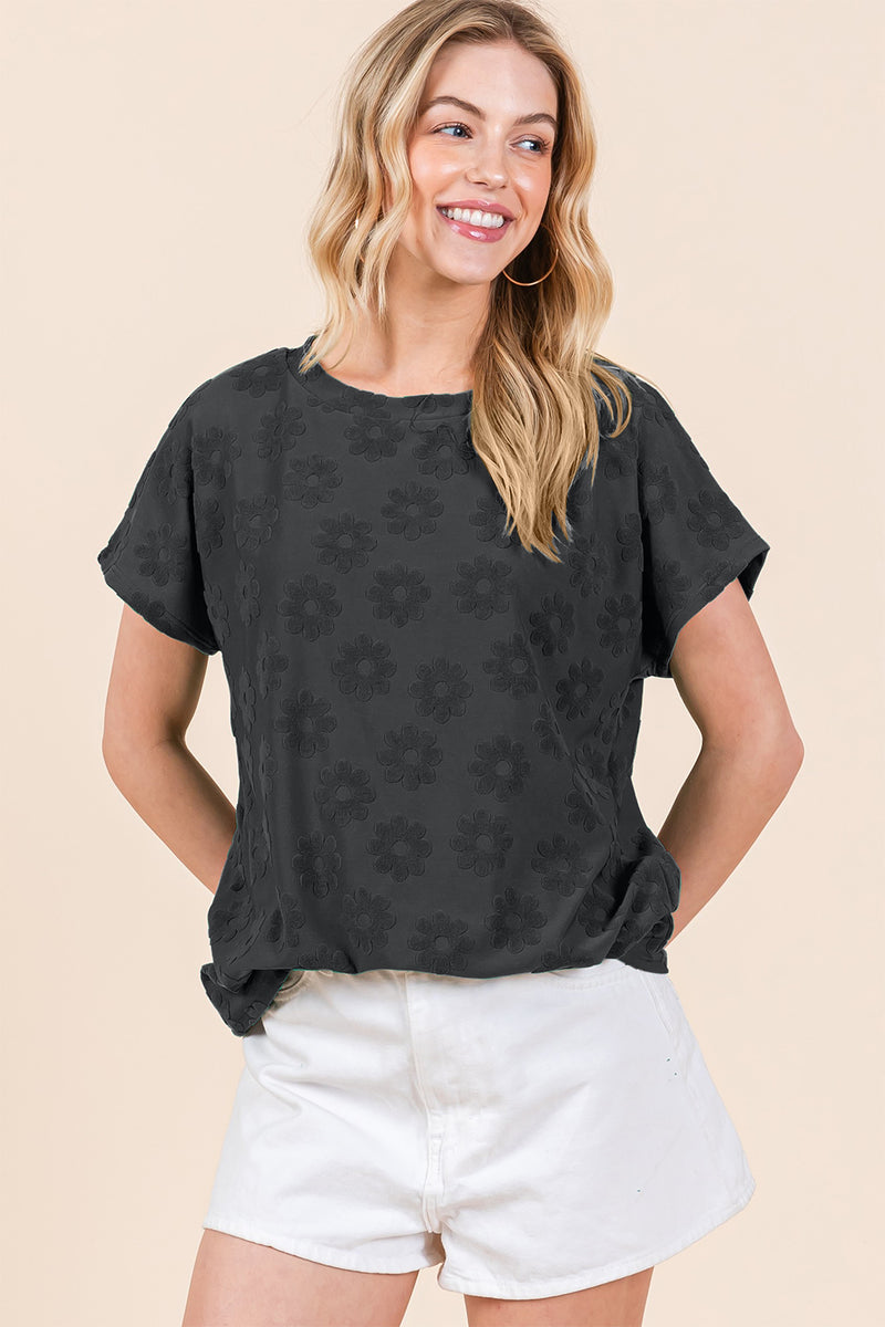 Sariah Textured Floral Pattern Tee