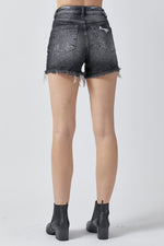 Harlow High Rise Distressed Denim Risen Shorts