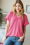 Blair Exposed Seam Ribbed Top in Pink