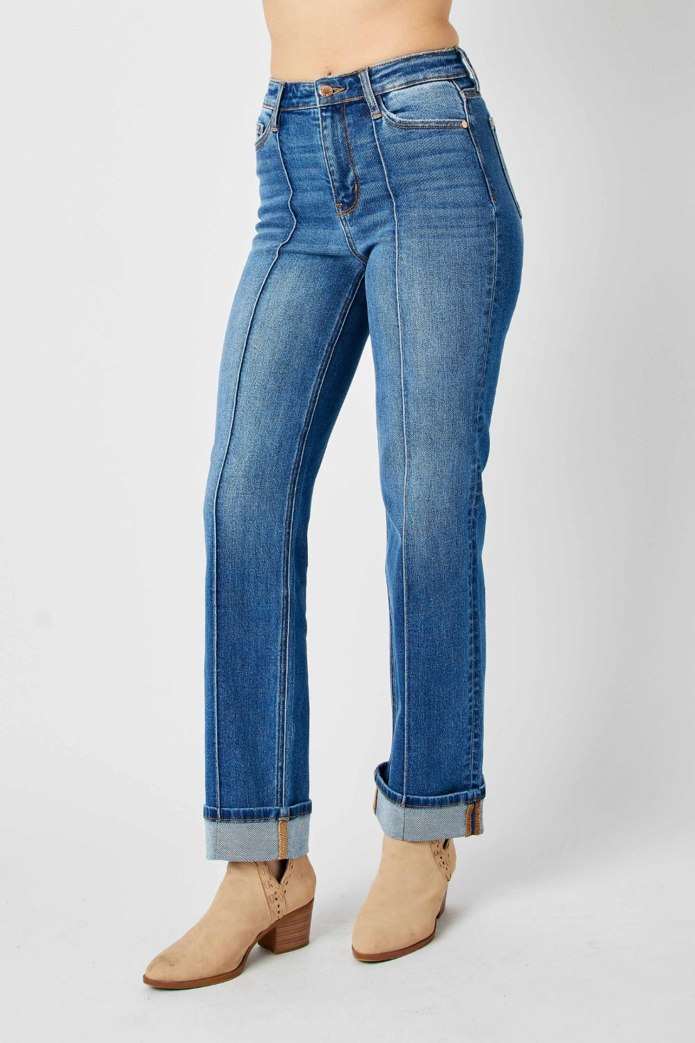 Ariel High Waist Front Seam Detail Straight Judy Blue Jeans