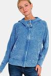 Isabella Washed Zip Up Hooded Jacket