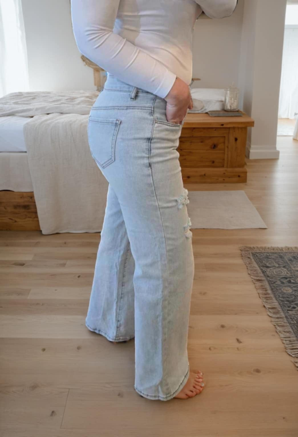 Courtney Distressed Wide Leg Denim