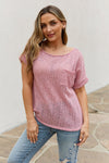 Chunky Knit Short Sleeve Top in Mauve