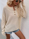 Buttoned Exposed Seam High-Low Sweater- 6 Colors