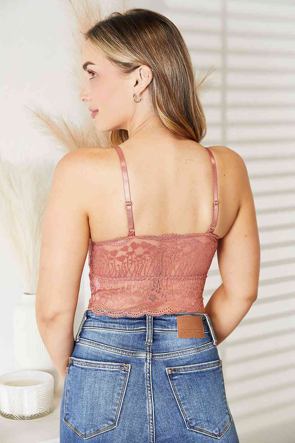 JadyK Crisscross Front Lace Bralette in Mauve