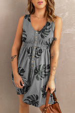 Melanie Printed Button Down Sleeveless Magic Dress