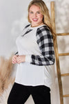 Kristie Plaid Raglan Sleeve Round Blouse