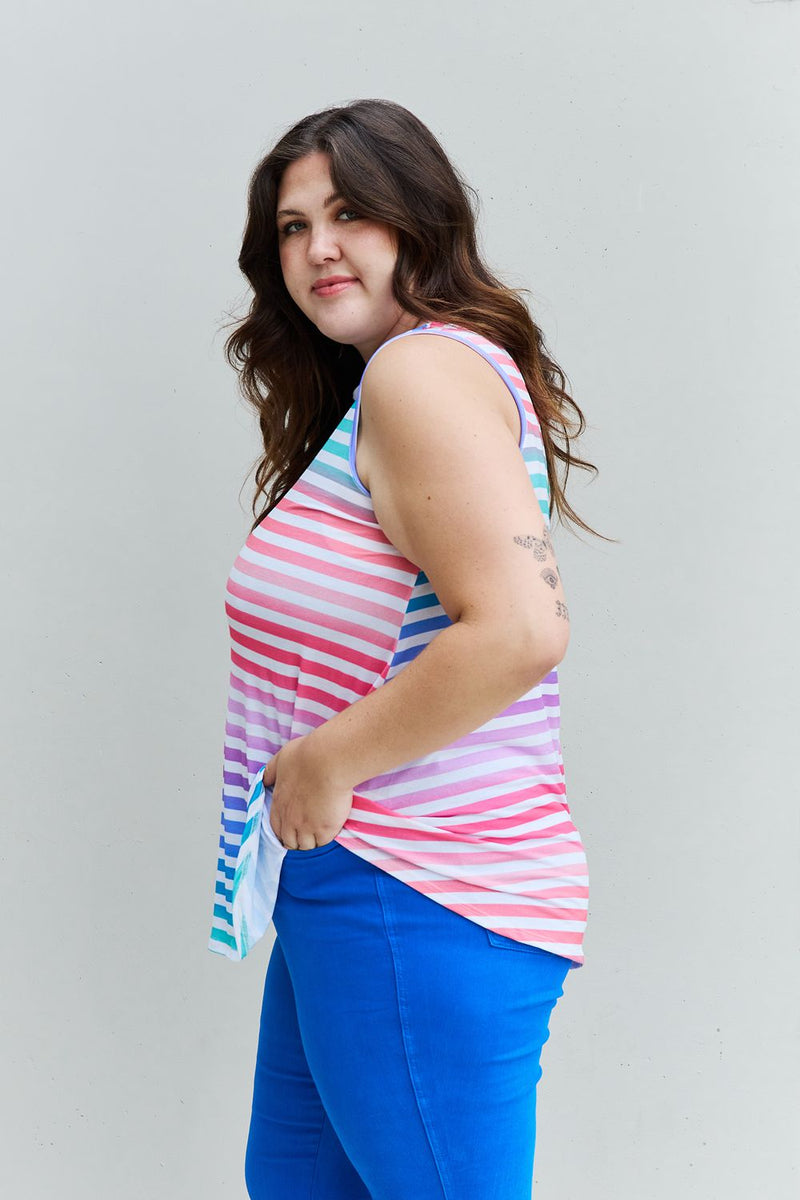 Love Yourself Multicolored Striped Sleeveless Top