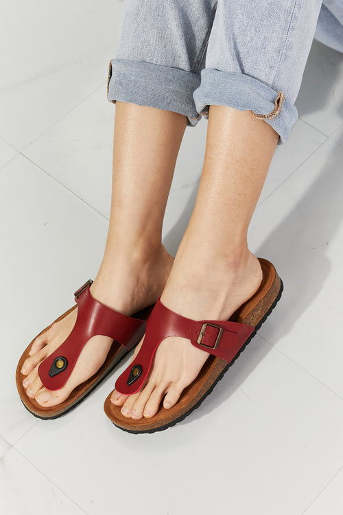 Drift Away T-Strap Flip-Flop in Wine