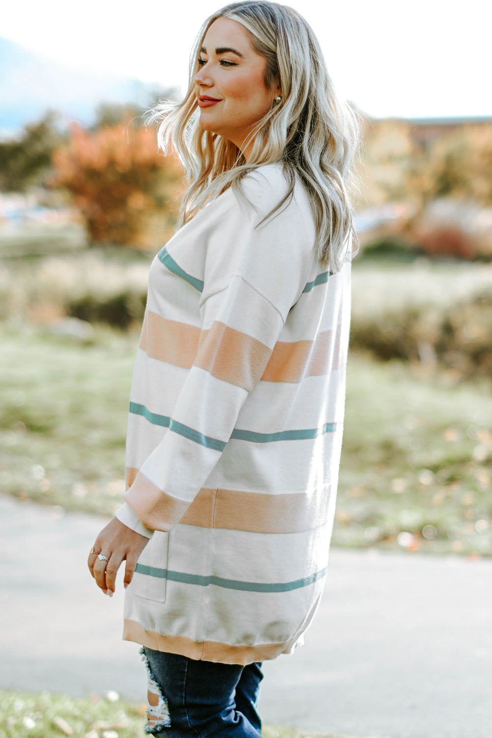 Elisa Plus Size Striped Cardigan