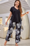 V-Neck Top and Floral Pants Lounge Set