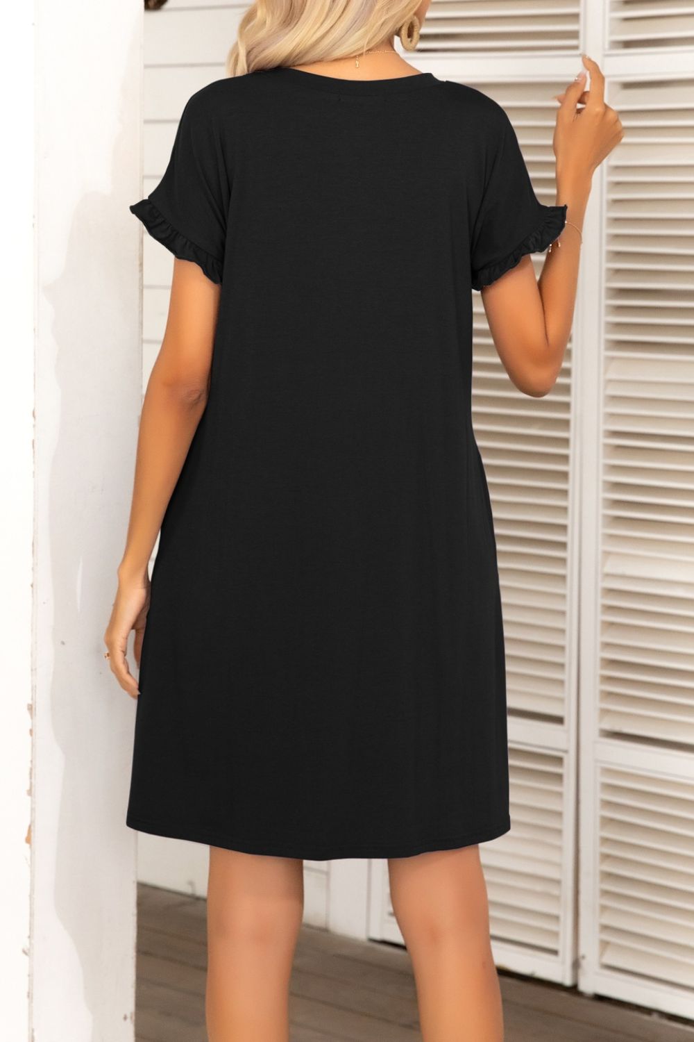 Rainey Flounce Sleeve Dress with Pockets