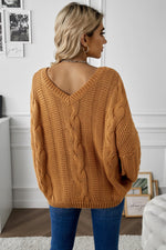 Jillian Cable Knit V-Neck Sweater