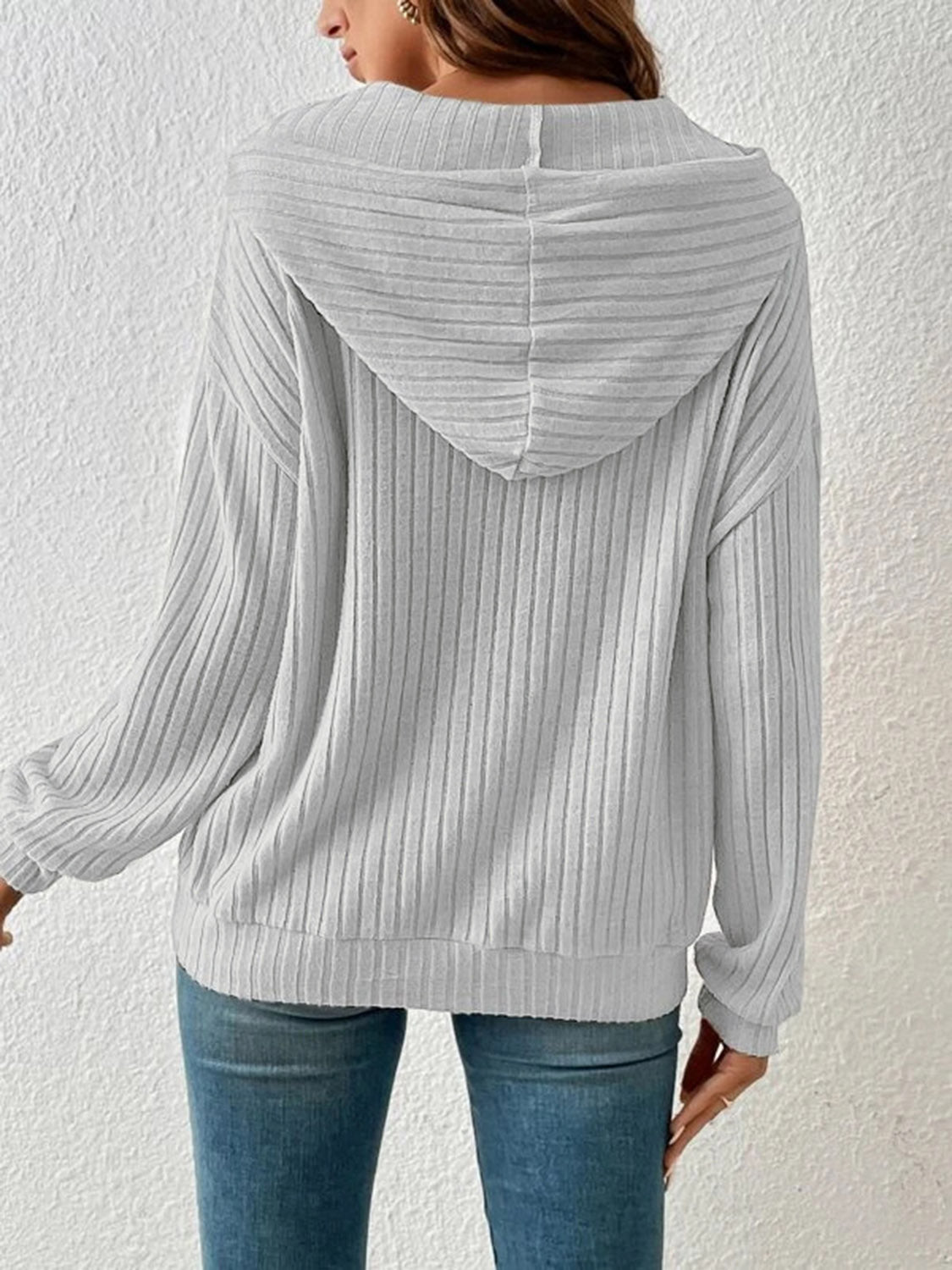 Sophie Ribbed Dropped Shoulder Hoodie