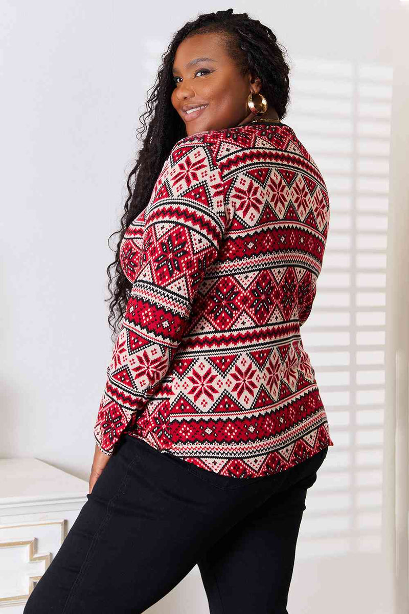 Serenity Snowflake Print Long Sleeve Top